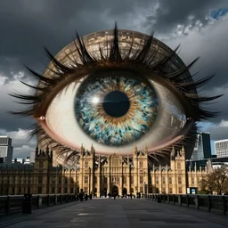 London with a giant eye staring into the city
