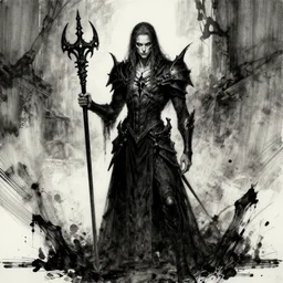 joseph clement cole. ink illustration. dark fantasy character