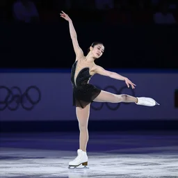 a gorgeous shot of a figure skater in a stunning pose. Photorealistic, beautiful lighting, professional photograph.