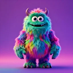 3 d model of adorable scary evil vibrant colored monster with long fur and glowing eyes by alexander jansson : 1 | centered, psychedelic, colorful, matte background : 0. 9 | by jim henson : 0. 7 | dave melvin : 0. 4 | unreal engine, deviantart, artstation, octane, finalrender, concept art, hd, 8 k resolution : 0. 8