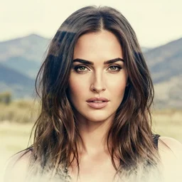megan fox face surreal double exposure effect beautiful mountain scenery, medium sized tattoo sketch, amazing detail, trending on pinterest, in the style of brandon kidwell