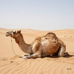 deceased camel in the desert covered by a thin layer of sand