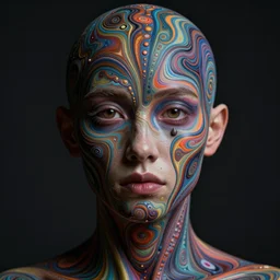 realistic scene of a creation of human body, psychedelic, dark art, facing camera, photo realistic, detailed, 1 4 5 0, delicate, hyper realism, ultra realistic, 8 k