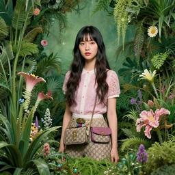 pretty japanese brazilian model with hallucinatory experience, lush magic plants, gucci style : : by martine johanna and simon stalenhag and chie yoshii and casey weldon and wlop : : ornate, dynamic, particulate, rich colors, intricate, elegant, highly detailed, the vogue, harper's bazaar art, fashion magazine, smooth, sharp focus, 8 k, octane render,