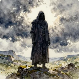 Quantum reaper watercolour painting, watercolour, concept art