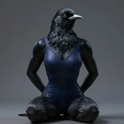 character concept portrait, symmetrical, black canary, sitting with her arms tucked behind her back, navy leotard costume, bust, curvaceous, medium shot. detailed, high quality, dynamic lighting, high contrast, fantasy, shiny. digital artwork by artgerm, wlop, alex ross, greg rutkowski, alphonse mucha