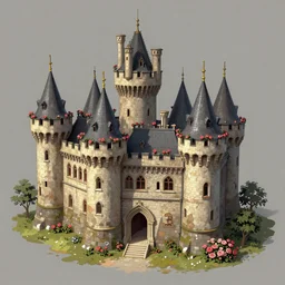 Roses Castle detailed art, artstation, by Alexey Egorov,by Daniel Zrom