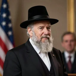 joe biden dressed as hasidic rebbe, jewish devotional presidential portrait by greg rutkowski