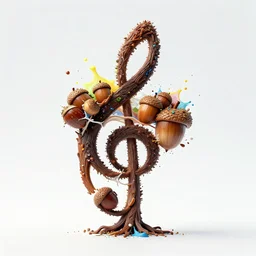 minimal!!!!!!! acorn!!!!! that turns into a tree!!!!! in the shape of a treble clef!!!!!, a big rip down the middle, splashes of color, inspirational and powerful, clear high resolution acorn and tree, keith haring