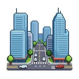 pixel art, 16 bits , street city ,2d