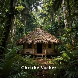 a small hut lost deep in the amazon jungle, matte painting, art by christophe vacher