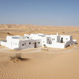 desert with white clay houses by greg ritkowski