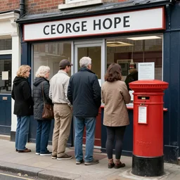 people standing in line at the post office, by george tooker