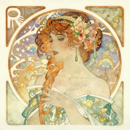 an extremely beautiful watercolor masterpiece painting in the art nouveau style of rez,