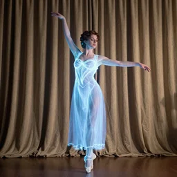 featured on cg society, a hologram, a woman standing in front of a curtain, arabesque, movie still, enchanting, photo, by Marià Fortuny