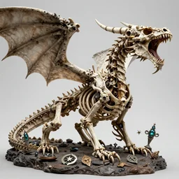 fantasy skeletal dragon roaring, ultra realistic, wide angle, intricate details, the fifth element artifacts, highly detailed by peter mohrbacher, hajime sorayama, wayne barlowe, boris vallejo, aaron horkey, gaston bussiere, craig mullins