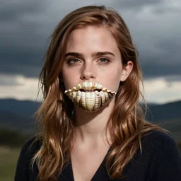 emma watson with a clam shell mouth