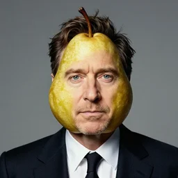 gary oldman as a pear, head made out of a pear, pear head, gary oldman with a pear for a head, professional photography, studio lighting, portrait of gary oldman