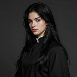 a priestess with long black hair. Epic fantasy, 4k. realistic. Detailed. Digital painting. Sharp focus, illustration, Beautiful, gorgeous. Cinematic. Dramatic. High contrast. artstation. smooth.