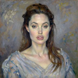 a beautiful painting of angelina jolie, portrait, by claude monet, impressionism,