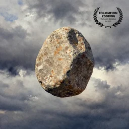 a watercolor painting of a stone floating on the sky