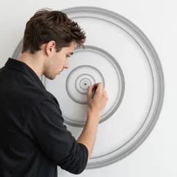 artist drawing himself droste effect