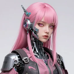 pink cyberunk robot face girl, pink hair, wearing cyberpunk intricate streetwear, beautiful, detailed portrait, intricate complexity, ilya kuvshinov, cell shaded, 4 k, concept art, by wlop, ilya kuvshinov, greg rutkowski