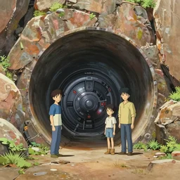 underground tunnel in a canyon, nuclear powered, detailed, futuristic, cory loftis, james gilleard, atey ghailan, makoto shinkai, goro fujita, studio ghibli, rim light, exquisite lighting, clear focus, very coherent, plain background