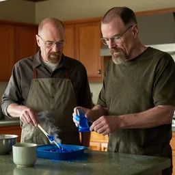 walter white and lalo salamanca cooking blue meth together, still from breaking bad