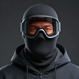 a highly detailed headshot portrait of a man wearing a ski mask with a hoodie concept art