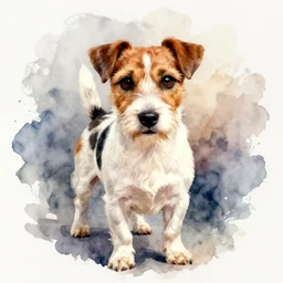 jack russel terrier, water color portrait, fade out, illustration, by beatrix potter