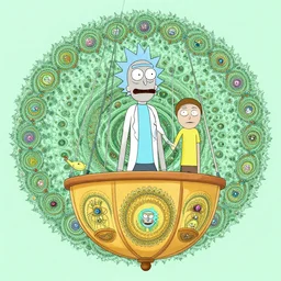 cartoon style, gondel ratio, fractal, rick and morty, a lot of little details, octane, masterpiece, art by ernst haeckel and daniel martin diaz