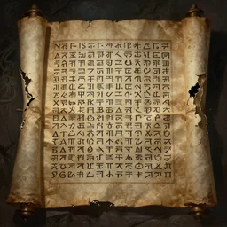 ultra - realistic disconcerting photo of a partially damaged dead sea scroll in the style of the necronomicon with nabeatean aramaic in sideways columns, dark, brooding, volume lighting, atmospheric lighting, painted, intricate, ultra detailed by dave dorman, jason edminston, bob eggleton, virgil finlay, well composed, best on artstation, cgsociety, epic, stunning, gorgeous, intricate detail, wow, masterpiece