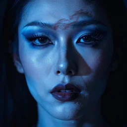 zeiss lens photograph by wolfgang tillmans drag ( ( queen ) ) ( ( portrait ) ) chiaroscuro intricate composition ( ( ( ( ( blue ) ) ) ) ) insanely quality highly detailed skin texture ( ( dynamic shadows ) )