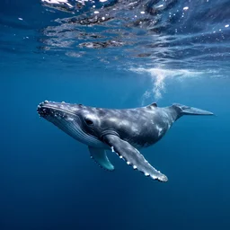 whale under water in ocean