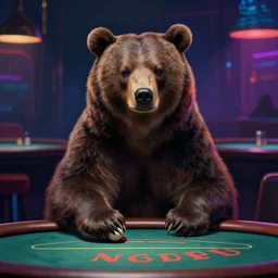 portrait of bear gambling in the night club by anders zorn, wonderful masterpiece by greg rutkowski, beautiful cyberpunk lofi cinematic light, by greg manchess, jessica rossier