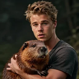 hyperrealistic dslr film still of justin bieber holding his pet beaver, stunning 8 k octane comprehensive 3 d render, inspired by istvan sandorfi & greg rutkowski & unreal engine, perfect facial symmetry, dim volumetric cinematic lighting, extremely hyper - detailed, incredibly real lifelike attributes & lifelike texture, intricate atmosphere, masterpiece, artstation, stunning