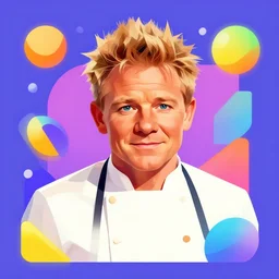 a portrait of gordon ramsay, geometric shapes, rounded corners, candy colors, artstation, illustration, digital art