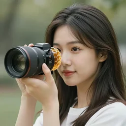 a picture of a beautiful girl taken with a lense in the shape of honeycombs