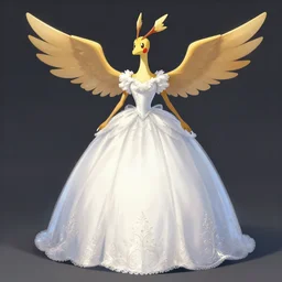 A ball gown inspired by the Pokémon articuno, Greg rutkowski, tendencia en artstation.