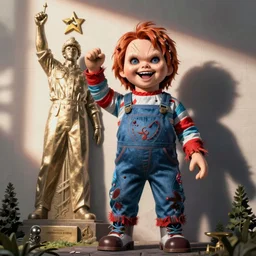 screaming chucky doll soviet statue
