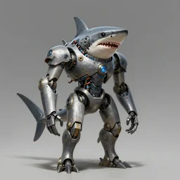 wide angle shot of a cyberpunk shark robot portrait character, intricate, elegant, highly detailed, centered, digital painting, artstation, concept art, smooth, sharp focus, illustration, artgerm, Tomasz Alen Kopera, Peter Mohrbacher, donato giancola, Joseph Christian Leyendecker, WLOP, Boris Vallejo