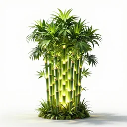 mythical glowing lucky bamboo, photorealistic wildlife photography, full body, isolated on a pure white background, centered, entire subject in frame, sharp focus, soft studio lighting