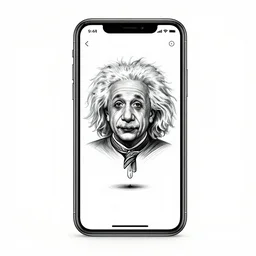 a drawing of a idea of a iphone drawn by albert einstein