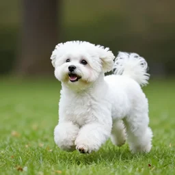a photograph of ellie the maltese playing at the park, hyperrealism, photo realistic, canon pro