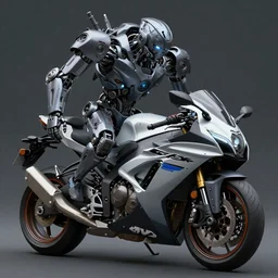 GSX-r1100 mixed with a futuristic robot, high detail, digital art, matte painting, concept art, intricate, epic, depth, artstation, highly detailed, mysterious, octane render, 8k,