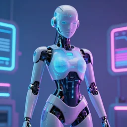japanese model cyborg with digital led skin, neon lighting, techno neon projector background by akihiko yoshida, portrait photo, intricate details, ultra realistic, unreal engine 5, depth of field, bokeh, octane render