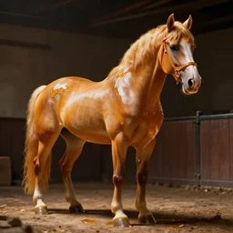 a rearing stallion made of liquid honey, cinematic, establishing shot, extremely high detail, photorealistic, dramatic lighting, darker background, post-processed, concept art, artstation, behance, digital art