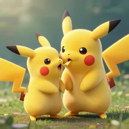 pikachu taking a bite out of jigglypuff, national geographic photo, photo realistic, hyperrealistic, wildlife photo, 4 k, ultra detailed