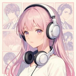 girl with headphones, very anime!!! anime!! intricate details, aesthetically pleasing pastel colors, poster background, art by conrad roset and ilya kuvshinov